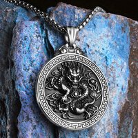 Chinese Dragon Amulet Men Necklaces Stainless Steel Pendant Chain Women Jewelry Cool Things Male Accessories Gifts Wholesale