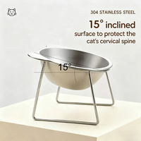 New Inclined cat bowl 304 stainless steel pet food bowl cat food bowl protects cervical spine non-slip base cat and dog bowl