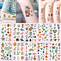 10pcs Cartoon Tattoo Stickers Waterproof Temporary Tattoos Flower Dinosaur Lion Strawberry Fake Tattoo for Men Women