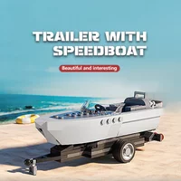 163PCS Tugboat Building Blocks Trailer With Sea Speedboat Model Bricks Desktop Decoration Education Toys For Kids Holiday Gifts