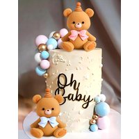 Pink Blue Gender Reveal Cake Toppers Bear Cake Topper Boy or Girl Cake Topper Bear Cake Decoration Baby Shower Cake Decorations