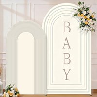 Gold Stripes Baby Shower Arch Cover Background for Custom Newborn 1st Birthday Party Decor Elastic Arched Photography Backdrop