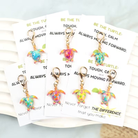 7 Lively and Cute 2D Turtle Keychains, Suitable as Small Gifts, Team Building Souvenirs, or for Classmates/Girlfriends to Give Each Other, Focusing on Creating a Relaxed Atmosphere and Spreading