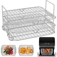 2/3 Tier Air Fryer Rack Stainless Steel Air Fryer Grill Grate Heat Resistant Dehydrator Racks for Cooking Kitchen Accessories