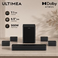 ULTIMEA Poseidon D80 Boom 7.1ch 500W Dolby Atmos Soundbar, Wireless Subwoofer & 4 Surround Speakers, Home Theater TV,APP Control