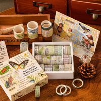 20 rolls/box Retro washi tape set, suitable for DIY handbooks, items, gift wrapping decoration, exquisite decoration supplies