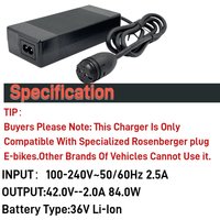 AliExpress NONE Elecrun 42V 2A Li-Ion Charger For Equipped With Rosenberger Plug Specialized E-Bike - Electric bike Li-Ion Battery Charger