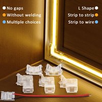 Solderless LED Connector 2 Pin 5mm 8mm 10mm Strip to Strip Power Wire Jumper Connector Terminal for RGB CCT COB LED Tape Light