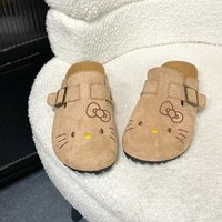 Cute Sanrioed Hello Kittys Anime Slippers Female Thick Sole Flat Shoes Sweet Cartoon Girls Outdoor Anti Slip Slippers Girls Gift