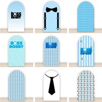 Boss Boy Suit Arch Backdrop Cover Photo Backdrop Boy Baby Shower Birthday Party Arch Blue Stripes Custom Background Decoration