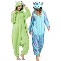 Polar Fleece Sullivan Mike Wazowski Monster Kigurumi Adults Cartoon Onesie Pyjama Costumes For Halloween Carnival Cosplay Party