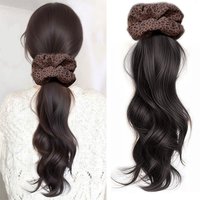 Wavy Hair Ponytail Extensions Wig Claw Clip Natural Wave Ponytail Hairpieces with Hair Scrunchie for Women Daily Use Hair Pins