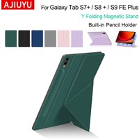 Magnetic Case For Samsung Galaxy Tab S7 S8 S9 FE Plus 12.4 Inch Protective Case S7+ S8+ S9+ SM-X610 X616B PU Leather Stand Cover