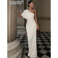 Ladies 2026 Summer Night Evening Party Long Dress One Shoulder Sleeveless Backless Knitted Elegant Maxi Dresses For Women Outfit