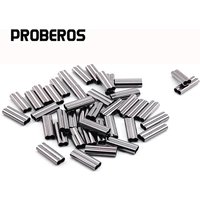 PRO BEROS 50Pcs Double Barrel Fishing Line Tube Connectors Wire Rope Crimp Copper Crimping Loop Sleeve Ferrule 0.8-2.0mm