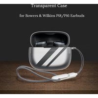 Transparent Case for Bowers & Wilkins Pi8 Wireless Earbuds with Hand Strap Soft TPU Clear Cover for B&W Pi8 Earphones