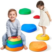 SucceBuy 5PCS Balance Stepping Stones Montessori Children Toys Sensory Training Tactile Sensing for Kids Party Social Games