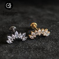 ASTM F136 G23 Titanium Piercing 16G Internal Thread Labret Earring Ear Cartilage Helix Lobe Stud Piercing Body Jewelry Lip Rings