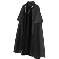 Inui Sajuna Cosplay Gothic Medieval Party Punk Robe Cloak with Chain Costume Military Black Knight Viking Pirate for Halloween