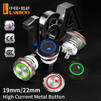 LANBOO 19E/22E Aluminum oxide black short button switch,16A high current,Momentary/Latching optional/With Connector