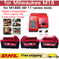 18V For Milwaukee M18 6.0Ah 9.0Ah 12.0Ah Battery,for 18V Li-Ion M18B5 48-11-series tools Replacement Batteries with charger