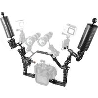 Diving Tray Dual Handle Grip Expansion Lift Up Mount Aluminum Handheld LED Falsh Light Bracket DSLR Underwater Photography Tool