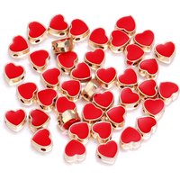 10pcs/Lot 8mm Alloy Double Sided Love Heart Enamel Beads for Jewelry Making Charms Loose Spacer Beads DIY Bracelet Necklace