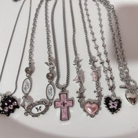 New Fashion Punk Love Heart Opal Chains Choker Necklaces for Women Egirl Female Short Collar Cool Trend Y2K Jewelry