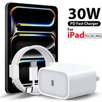 30W PD 3.0 USB C Charger For iPad A16 2025 10 9 10th 9th Generation Air 13 11 5 Pro 11 12.9 Mini 6 7 iPhone Quick Charging Cable