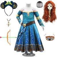 Hot Brave Princess Merida Kids Clothes Halloween Cosplay Birthday Party School Performance Children's Costume Fancy Girls Dress