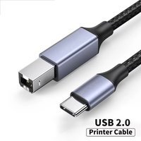 3m USB C to USB B 2.0 Cable For Epson MacBook Pro HP Canon Dell Brother Printer Fax Machine Braided Type-C Printer Scanner Cable