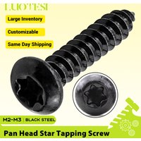 Torx Star Drive Pan Head Self Tapping Wood Screws Black Carbon Steel M2 M2.3 M2.6 M3 Six Lobe Round Head Screws Used for Wood