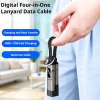 Fast Charger Cable Digital Cord 65W Display Mini Keychain TYPE-C Braided Zinc Alloy Antioxidant Durable Plugging Unplugging