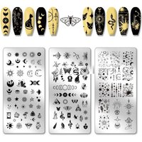 3pcs Moon and Sun Nail Stamping Plate Divination Nail Art Templates Mysterious Art Stencils Stainless Steel Image Plate