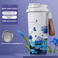 600ML Stainless Steel Thermos Bottle Portable Vacuum Flasks Dual-Drink Coffee Mug Sports Straw Water Bottle Car Insulated Cup