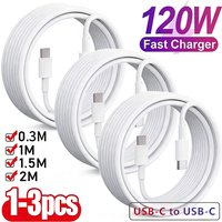 1-3 Câbles USB-C vers USB-C 120W à charge rapide, compatibles avec iPhone 17, 16, Samsung, Huawei, Xiaomi, etc.