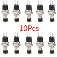 10Pcs 1A 250V AC 2 Pins SPST Black Normal Open Mini Momentary Push Button Switch with Pre-soldered Wires PBS-110
