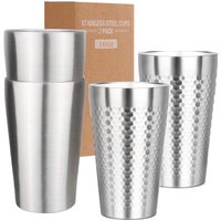 Coffee Mugs Set of 2 Stainless Steel Cups 16oz Double WallI Insulated Metal Drinking Glasses Beer Cup Dishwasher Safe Camping