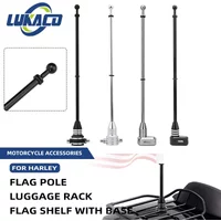 1 PC Motorcycle Flag Pole With Rear Flag Shelf Mount Luggage Rack Adjustable For Harley Sportster Touring FLHT Road King Glide