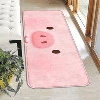 VIKAMA Cute Pig Soft Pink Shoe Changing Stool Mat Absorbent Kitchen Rug Entrance Doormat Rug For Bedroom Carpet For Living Room