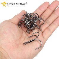 50pcs/box Treble Hooks Round Bend Triple Fishing Hook High Carbon Steel Barbed Sharp Fishhook for Surf Fish Freshwater Saltwater
