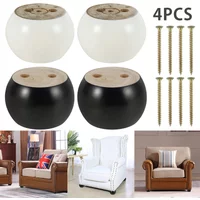 4Pcs Wooden Furniture Legs 10 CM Rounded Solid Wood Sofa Feet with Screws for DIY Chair Cabinet Table Feet Replacement Set