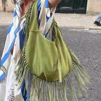 Vintage Suede Hobos Women Shoulder Bags Bohemian Tassel Handbags Large Capacity Tote Bag Autumn and Winter Big Shopper Purses