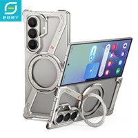 Eary Metal Bumper Case for Samsung Galaxy Z Fold 7 Magnetic 360°Ring Stand Holder Shockproof Protective Aluminum Frameless Cover