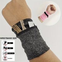 Zipper Pocket Wristband Sweatband Running Key Card Cash Storage Wrist Pouch Elastic Sports Arm Wallet Bracelet