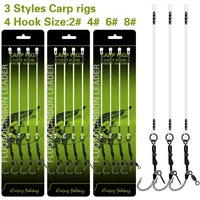 4pcs Carp Fishing Combi Rigs – Hair Rigs with fluoro carbon Fishing Line ,Quick Change Carp Fishing Rigs,Hook size 2,4,6,8