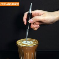 Stainless Steel Coffee Art Needles Pen Cappuccino Espresso Comfortable Grip Latte Flower Needle Black Easy to Use Decorating