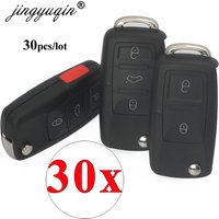 Jingyuqin-coque de clé de voiture VW MK4 | 30 pièces, 2 boutons, rabattable à distance, Golf 4 5 6 Passat Polo Bora Touran Touareg