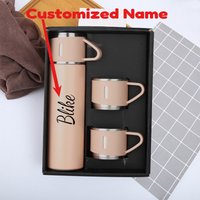 Personalized Laser Engraved 500ml Thermos Bottle 304 Stainless Steel Insulated Lifting Ear Elastic Lid Custom Name Water Bottle