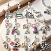 World Landmark Beads Original 925 Sterling Silver Beads Fit Bracelets Bag Keychain Charms Diy Women Gift Accessory Shiny Travel